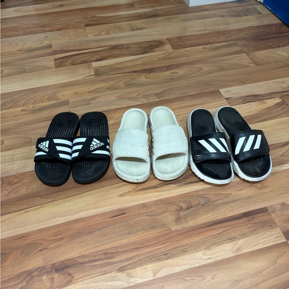 3 Adidas Slide Sandals - Black and White